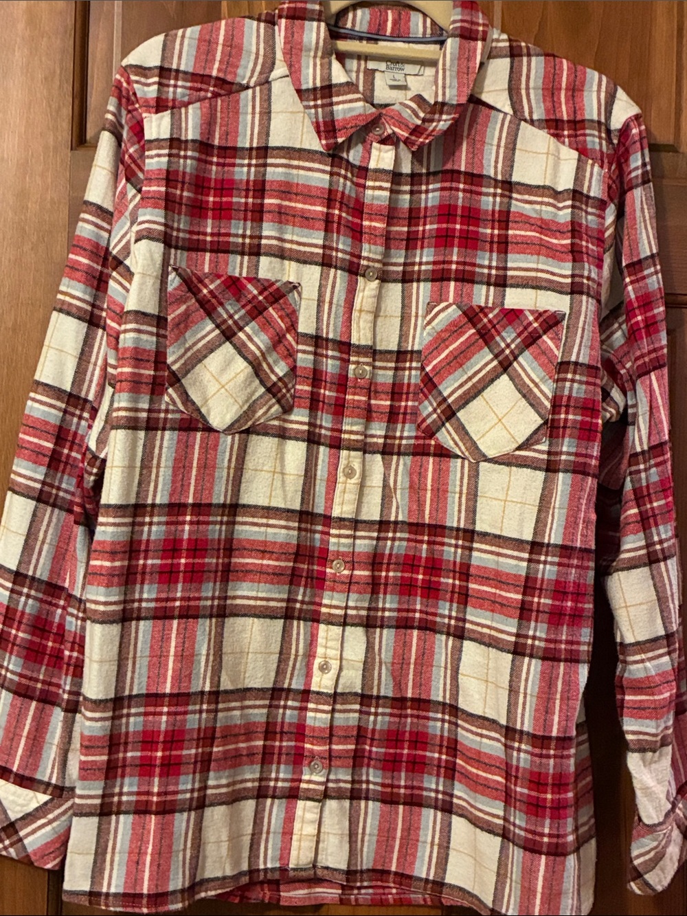 croft & barrow Red and Cream Plaid Flannel Button-Down Shirt